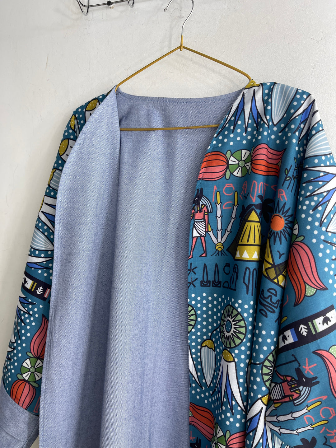 Egyptian theme double face kimono