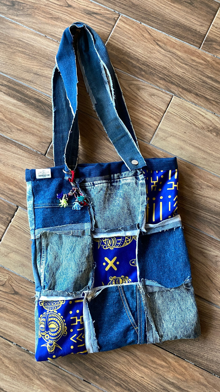 9” Recycle jeans tote bag