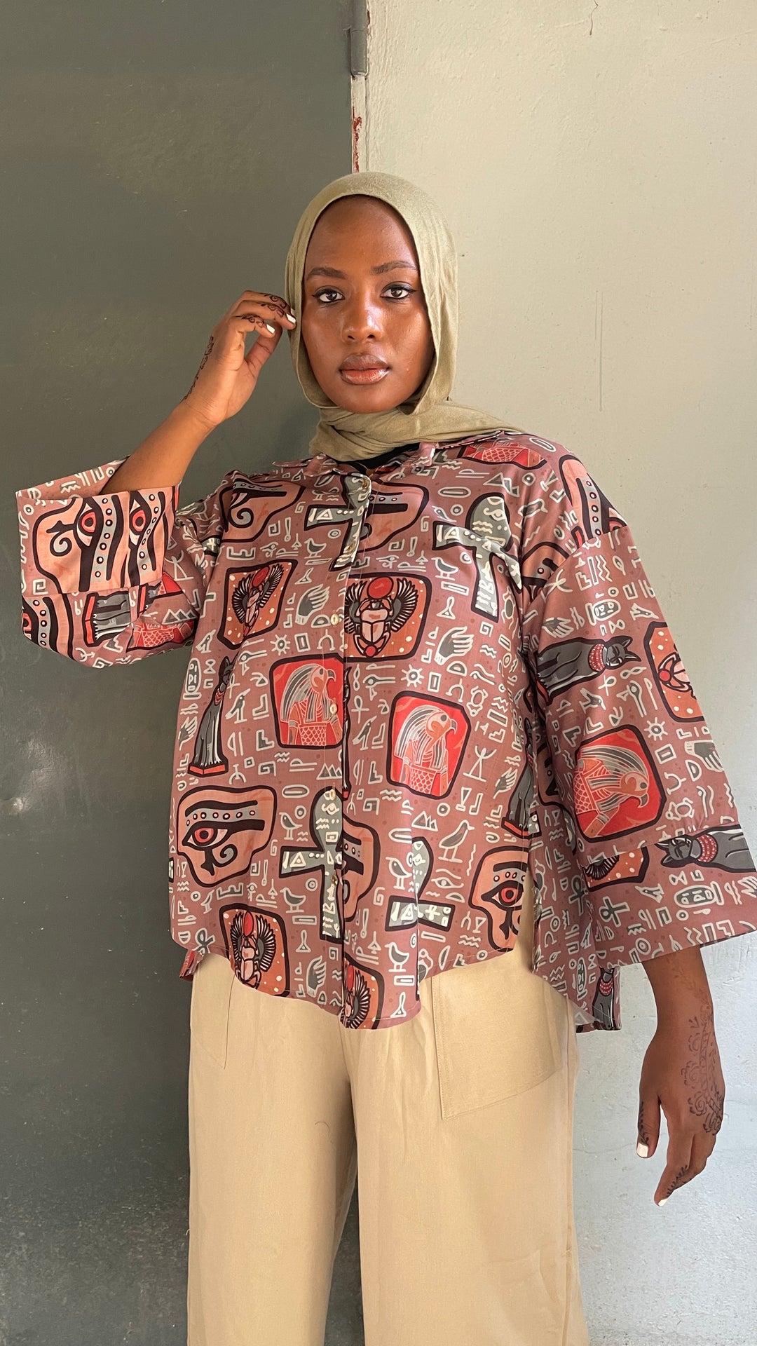 Brown faro print shirt