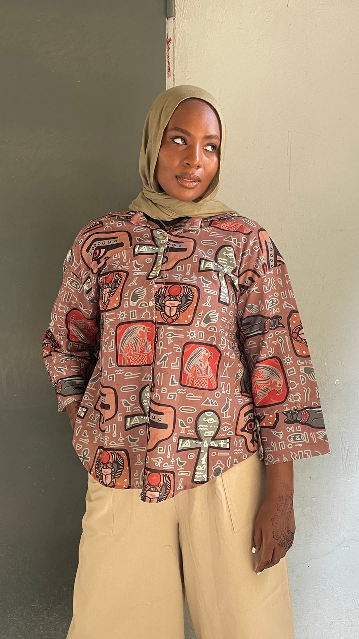 Brown faro print shirt