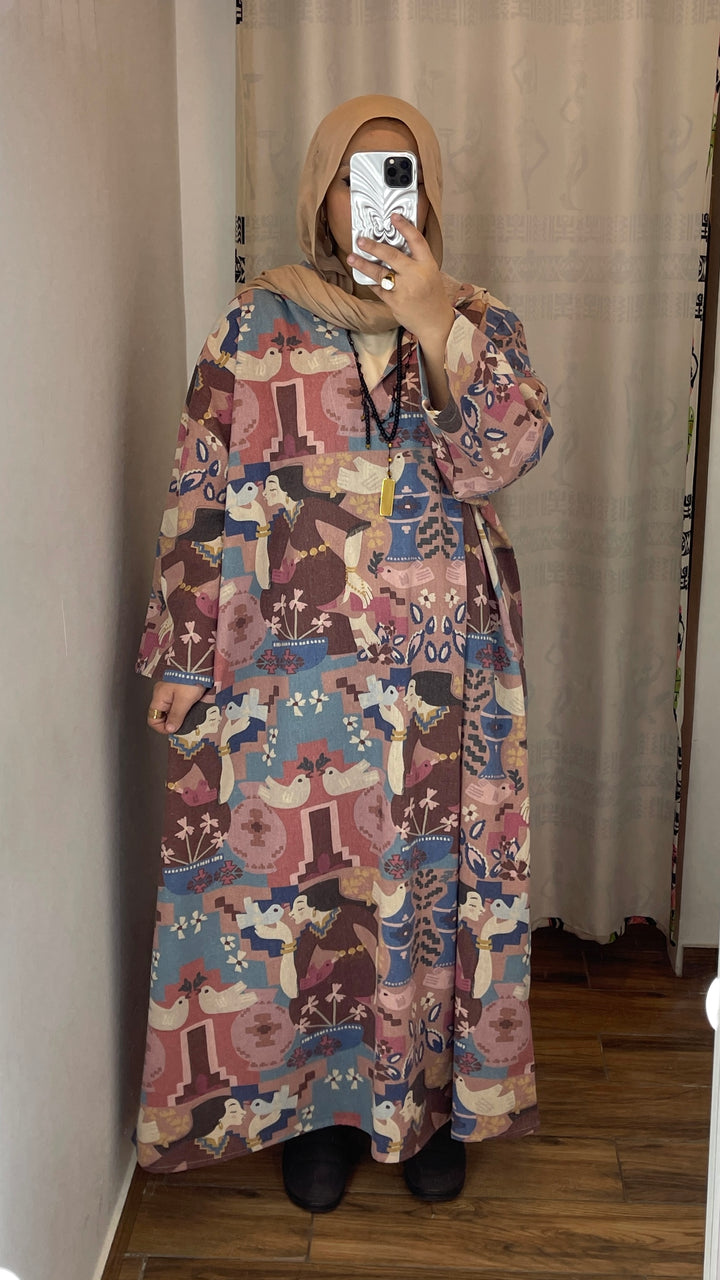 Beauty & birds linen kaftan