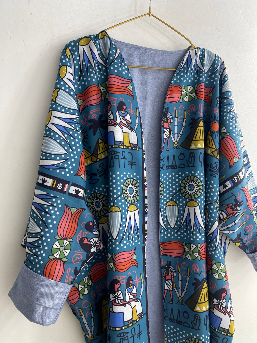 Egyptian theme double face kimono