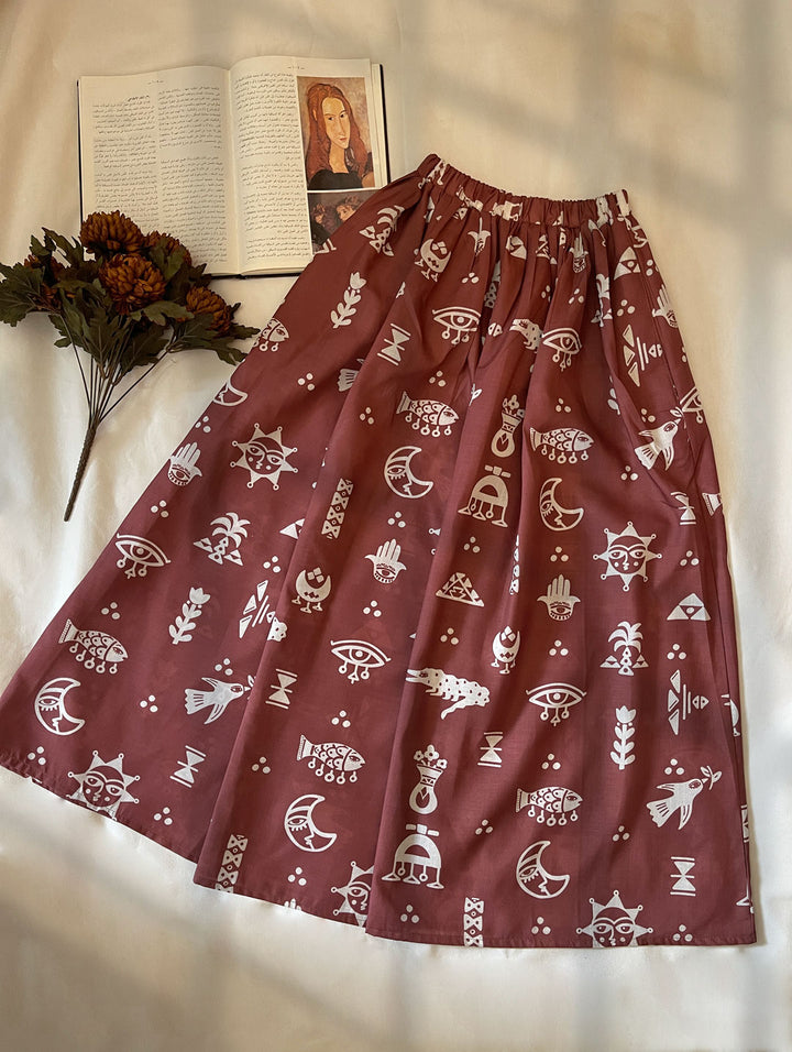 brown Nubian motive skirt