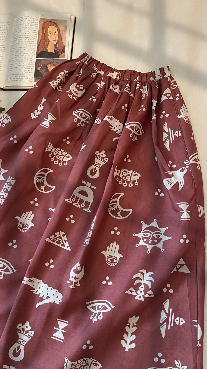 brown Nubian motive skirt