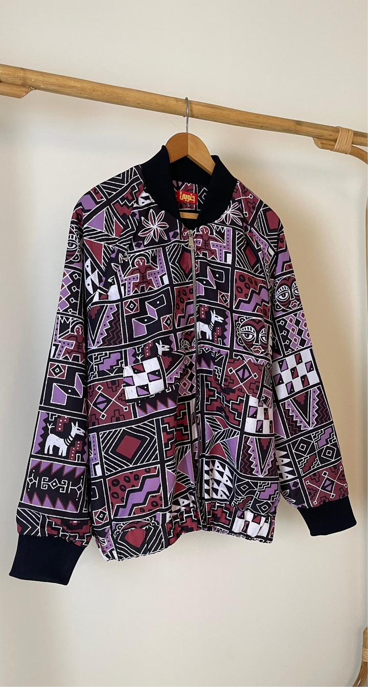 Hand drawn squares men jacket