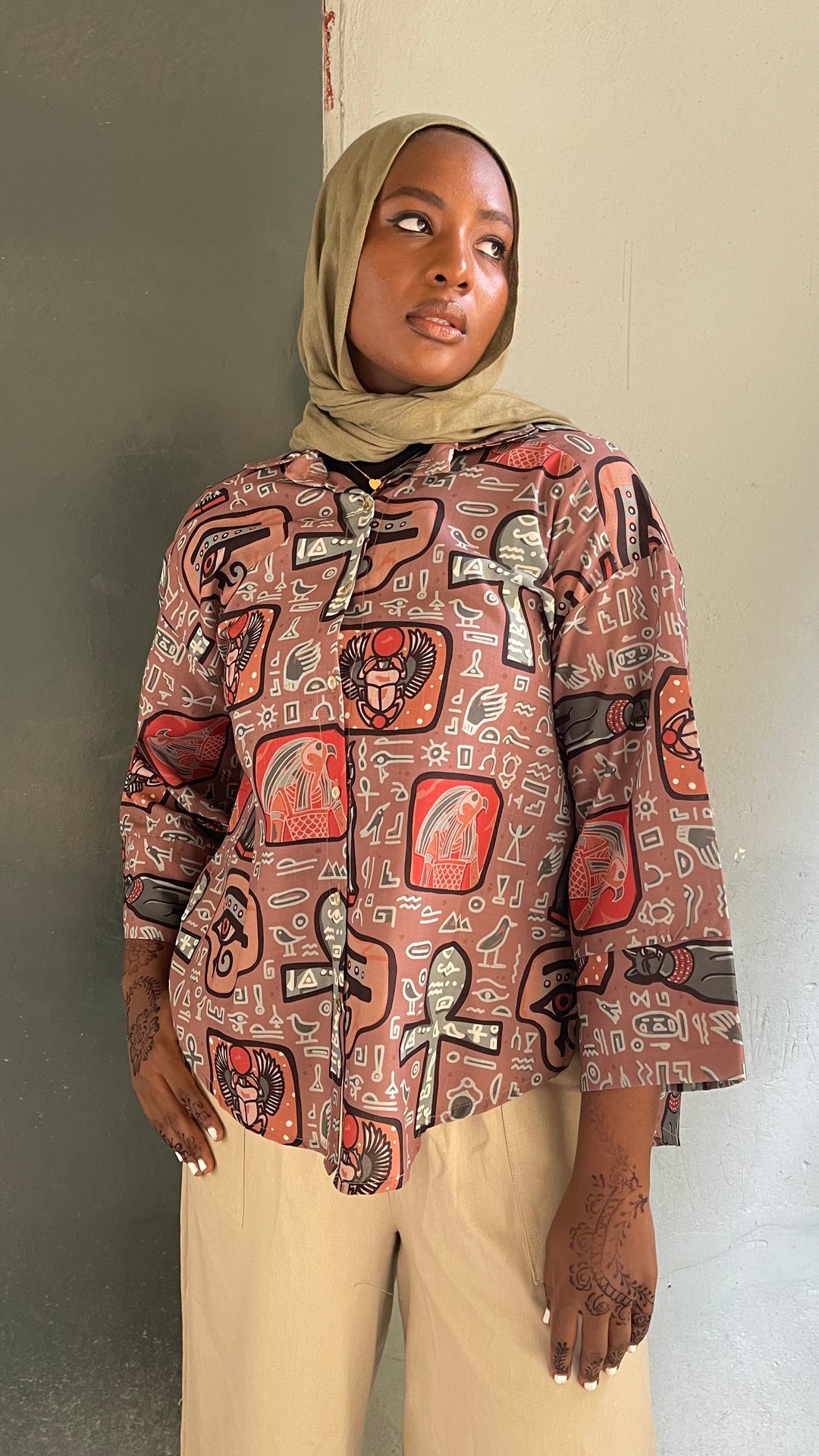 Brown faro print shirt