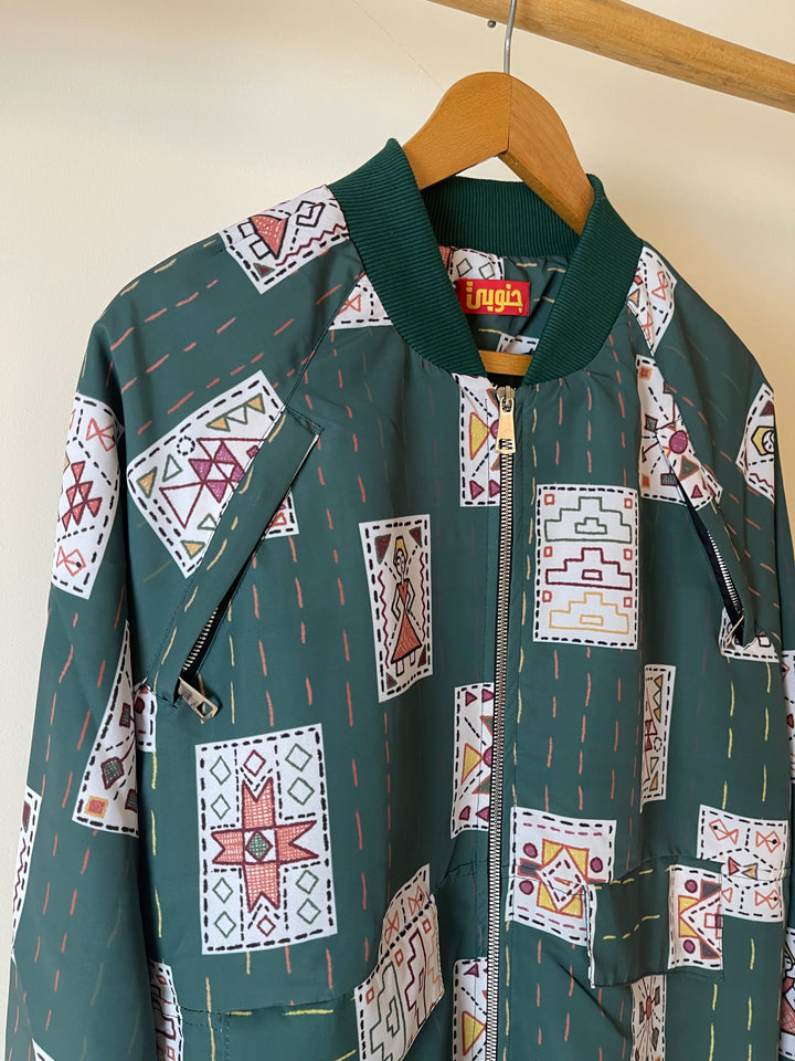 Embroidery Green stitches men  jacket