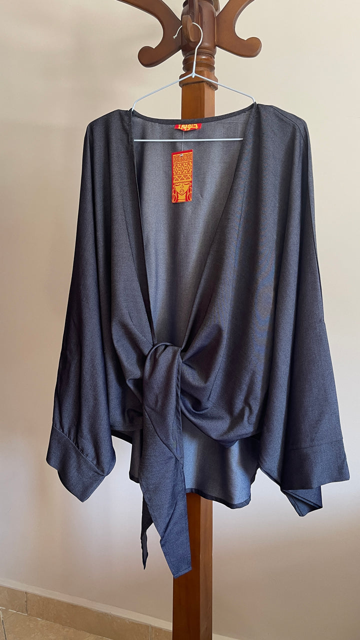 Dark blue jeans Kimono